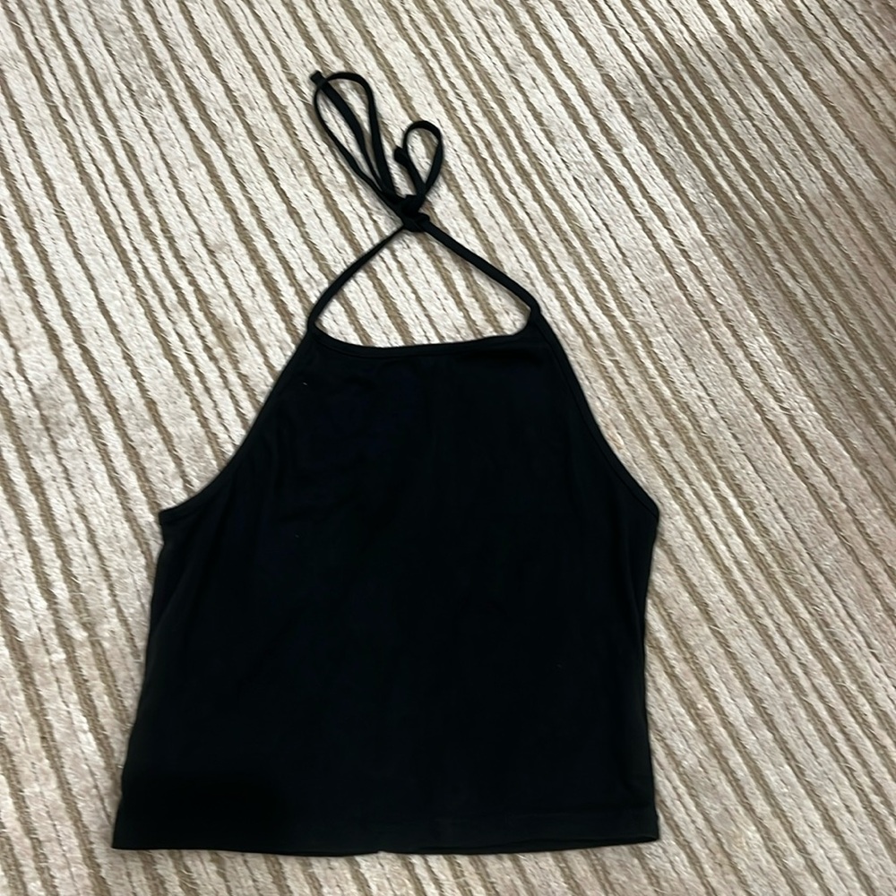 Black halter tie top | size small